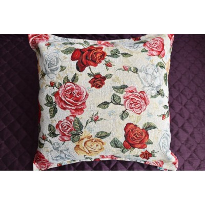 Throw pillow cover 40x40 with floral decoration for couch, Vintage style pillow gobelin tapestry, Cushion pillow cover
