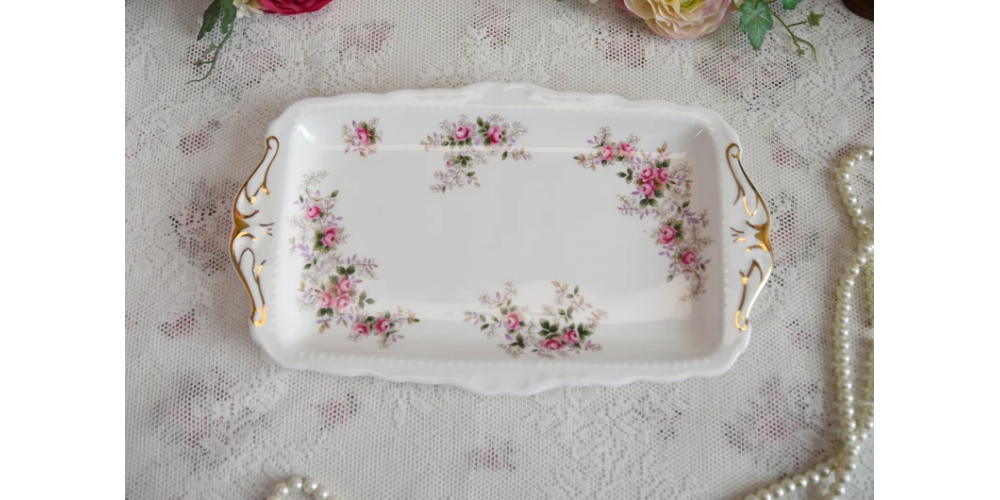 Lavender Rose porcelain sandwich tray by Royal Albert