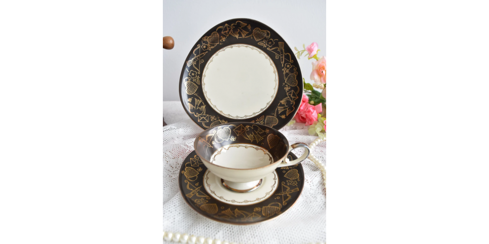 German porcelain teacup trio by Schirnding
