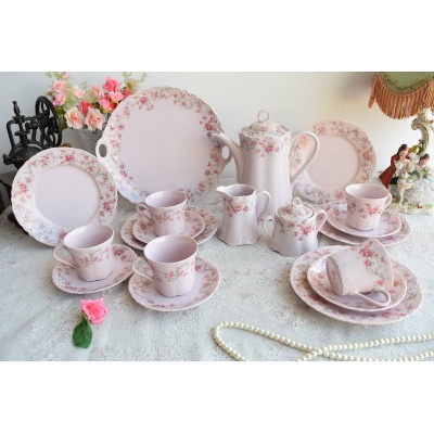 Pink porcelain set for five