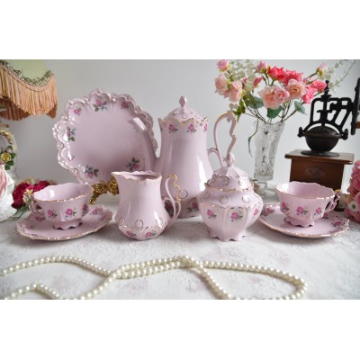 Pink porcelain coffee set for 2