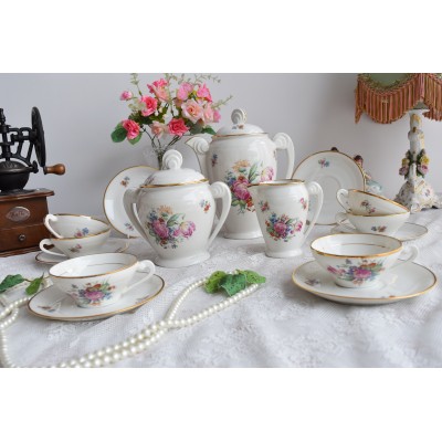 Vintage porcelain tea set for six France