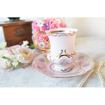 Pink porcelain high cup and saucer