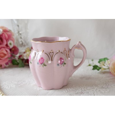 Couldron mug pink porcelain with roses