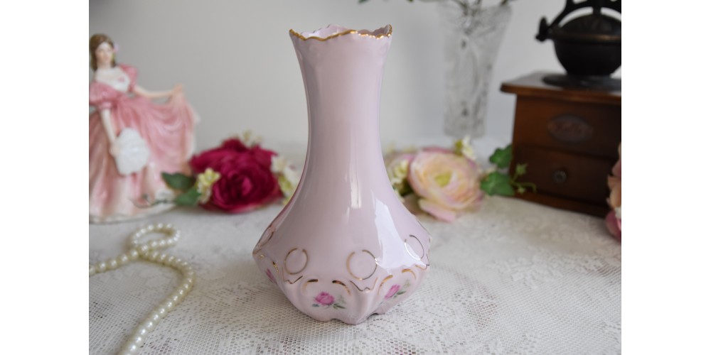 Vintage pink porcelain vase